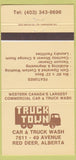 Matchbook Cover - Truck Town Car Wash Red Deer AB 30 Strike