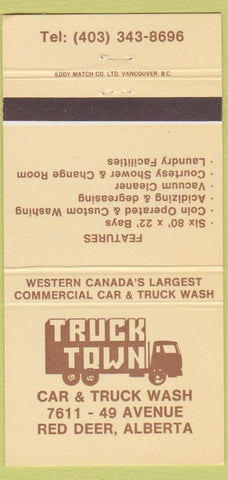Matchbook Cover - Truck Town Car Wash Red Deer AB 30 Strike