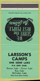 Matchbook Cover - Larsson's Camps Rowan Hector Kay McCusker Lake ON 30 Strike