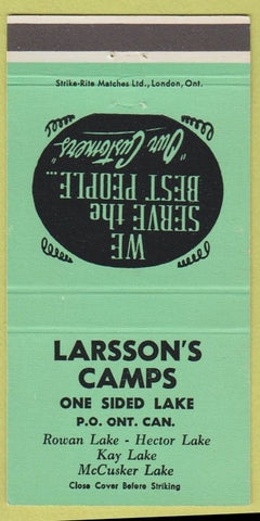 Matchbook Cover - Larsson's Camps Rowan Hector Kay McCusker Lake ON 30 Strike