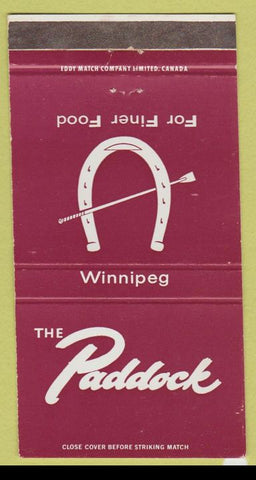 Matchbook Cover - The Paddock Winnipeg MB 30 Strike