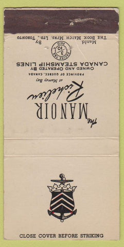 Matchbook Cover - Manoir Richelieu Quebec QC Steam Ship WEAR 30 Strike