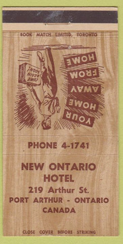 Matchbook Cover - New Ontario Hotel Port Arthur ON 30 Strike