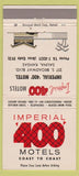 Matchbook Cover - Imperial 400 Motels Salina KS 30 Strike