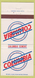 Matchbook Cover - Columbia Cement Bellevue WA 30 Strike