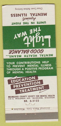 Matchbook Cover - Milwaukee WI Society for Mental Health 30 Strike