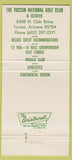 Matchbook Cover - Tucson National Golf Club AZ 30 Strike