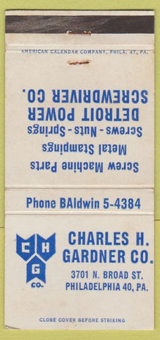 Matchbook Cover - Charles Gardner Power Screwdriver Philadelphia WEAR 30 Strike