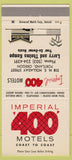 Matchbook Cover - Imperial 400 Motels Portland OR 30 Strike