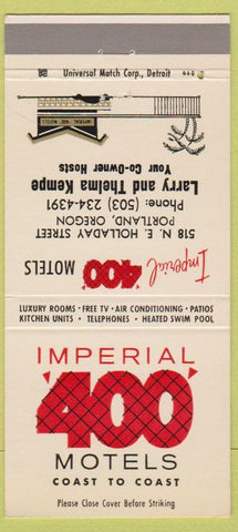 Matchbook Cover - Imperial 400 Motels Portland OR 30 Strike