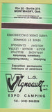 Matchbook Cover - LG Vigneault Expo Camping Montmagny QC 30 Strike
