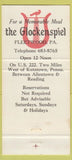 Matchbook Cover - The Glockenspiel Fleetwood PA 30 Strike