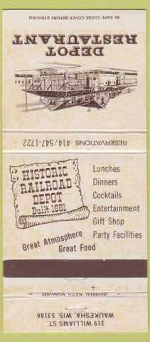 Matchbook Cover - Depot Restaurant Waukesha WI 30 Strike