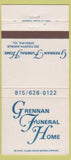 Matchbook Cover - Grennan Funeral Home Sterling IL 30 Strike