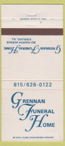 Matchbook Cover - Grennan Funeral Home Sterling IL 30 Strike