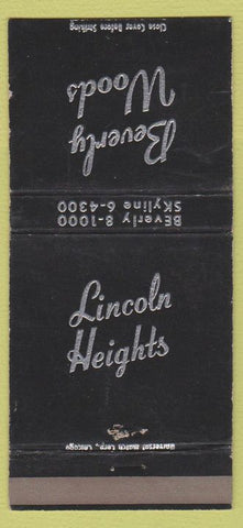 Matchbook Cover - Beverly Woods Lincoln Heights IL Chicago WEAR 30 Strike