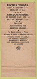 Matchbook Cover - Beverly Woods Lincoln Heights IL Chicago WEAR 30 Strike