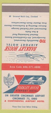 Matchbook Cover - Barkley House Airport Hotel Cincinnati OH 30 Strike