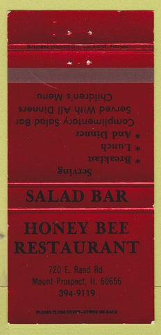 Matchbook Cover - Honey Bee Restaurant Mount Prospect IL 30 Strike