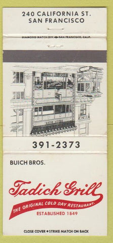 Matchbook Cover - Tadick Grill San Francisco CA 30 Strike