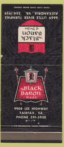 Matchbook Cover - Black Baron Fairfax Alexandria VA 30 Strike