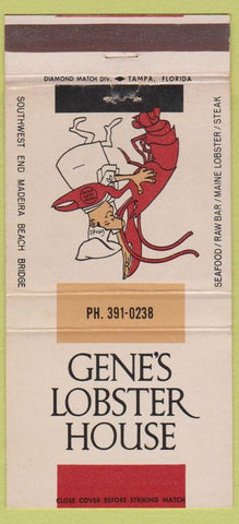 Matchbook Cover - Gene's Lobster House Madeira Beach Bridge FL 30 Strike