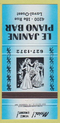 Matchbook Cover - Le Janine Piano Bar Laval Ouest QC 30 Strike