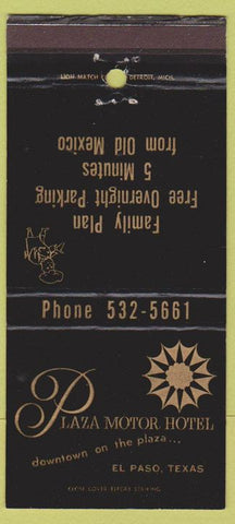 Matchbook Cover - Plaza Motor Hotel El Paso TX 30 Strike