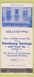 Matchbook Cover - Hamburg Savings Trust PA WEAR 30 Strike