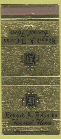 Matchbook Cover - Edward DeCarbo Funeral Home New Castle PA 30 Strike