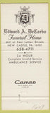 Matchbook Cover - Edward DeCarbo Funeral Home New Castle PA 30 Strike
