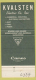 Matchbook Cover - Kvalsten Electric Minneapolis MN Boys Club 30 Strike