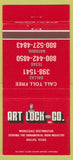 Matchbook Cover - Art Lock Co Dallas TX Iron hardware locks 30 Strike