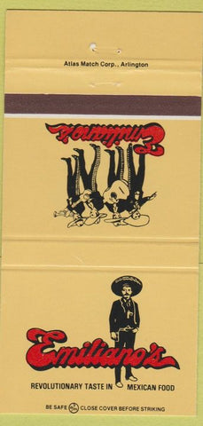 Matchbook Cover - Emilano's Mexican Food Arlington Houston Phoenix 30 Strike