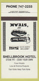 Matchbook Cover - Shellbrook Hotel Steak House 30 Strike