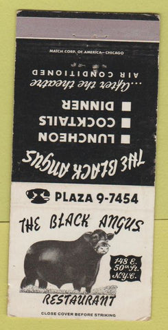 Matchbook Cover - Black Angus Restaurant New York City 30 Strike