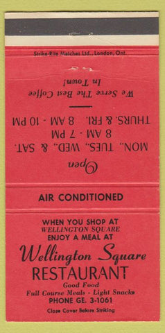 Matchbook Cover - Wellington Square Restaurant Burlington ON red 30 Strike