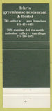 Matchbook Cover - Lehr's Greenhouse Restaurant San Francisco CA 30 Strike