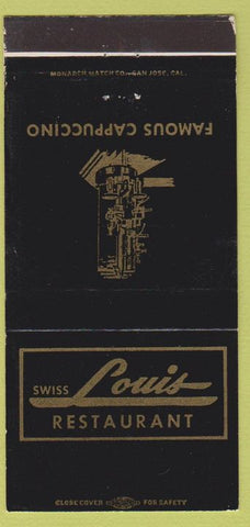 Matchbook Cover - Swiss Louis Restaurant Cappuccino San Francisco CA 30 Strike