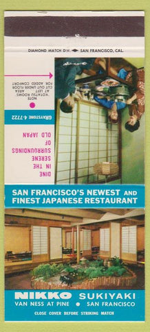 Matchbook Cover - Nikko Sukiyaki San Francisco CA Japanese 30 Strike