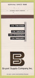 Matchbook Cover - Bryant Supply Gastonia NC Statesville Hickory  30 Strike