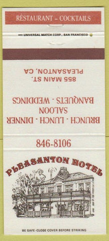 Matchbook Cover - Pleasanton Hotel CA 30 Strike