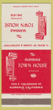 Matchbook Cover - Glendale Town House Motel CA 30 Strike