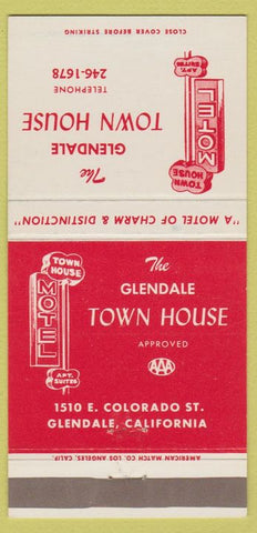 Matchbook Cover - Glendale Town House Motel CA 30 Strike