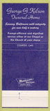 Matchbook Cover - Kelson Funeral Home Baltimore MD 30 Strike