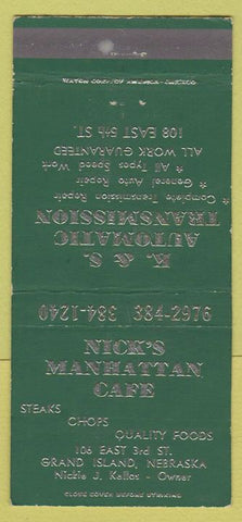 Matchbook Cover - Nick's Manhattan Cafe Grand Island NE 30 Strike