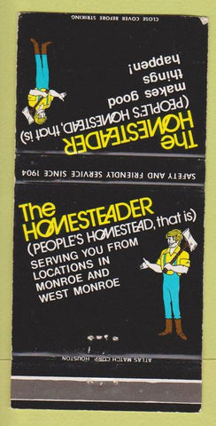 Matchbook Cover - The Homesteader Bank West Monroe Houston? 30 Strike