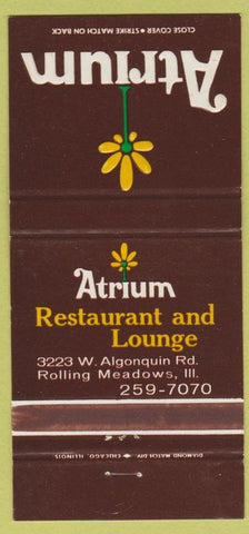 Matchbook Cover - Atrium Restaurant Lounge Rollings Meadows IL 30 Strike