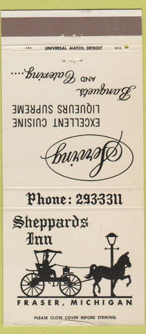 Matchbook Cover - Sheppards Inn Fraser MI 30 Strike