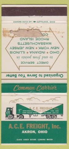 Matchbook Cover - ACE Freight Trucking Akron OH POOR 30 Strike